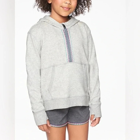 ATHLETA EUC GIRLS SWEATSHIRT HOODIE HOODED TOP SHIRT FALL WINTER GRAY SIZE XL 14 - Picture 1 of 5